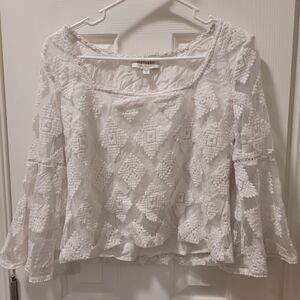 Shyanne White Ruffled Bell Sleeve Blouse
